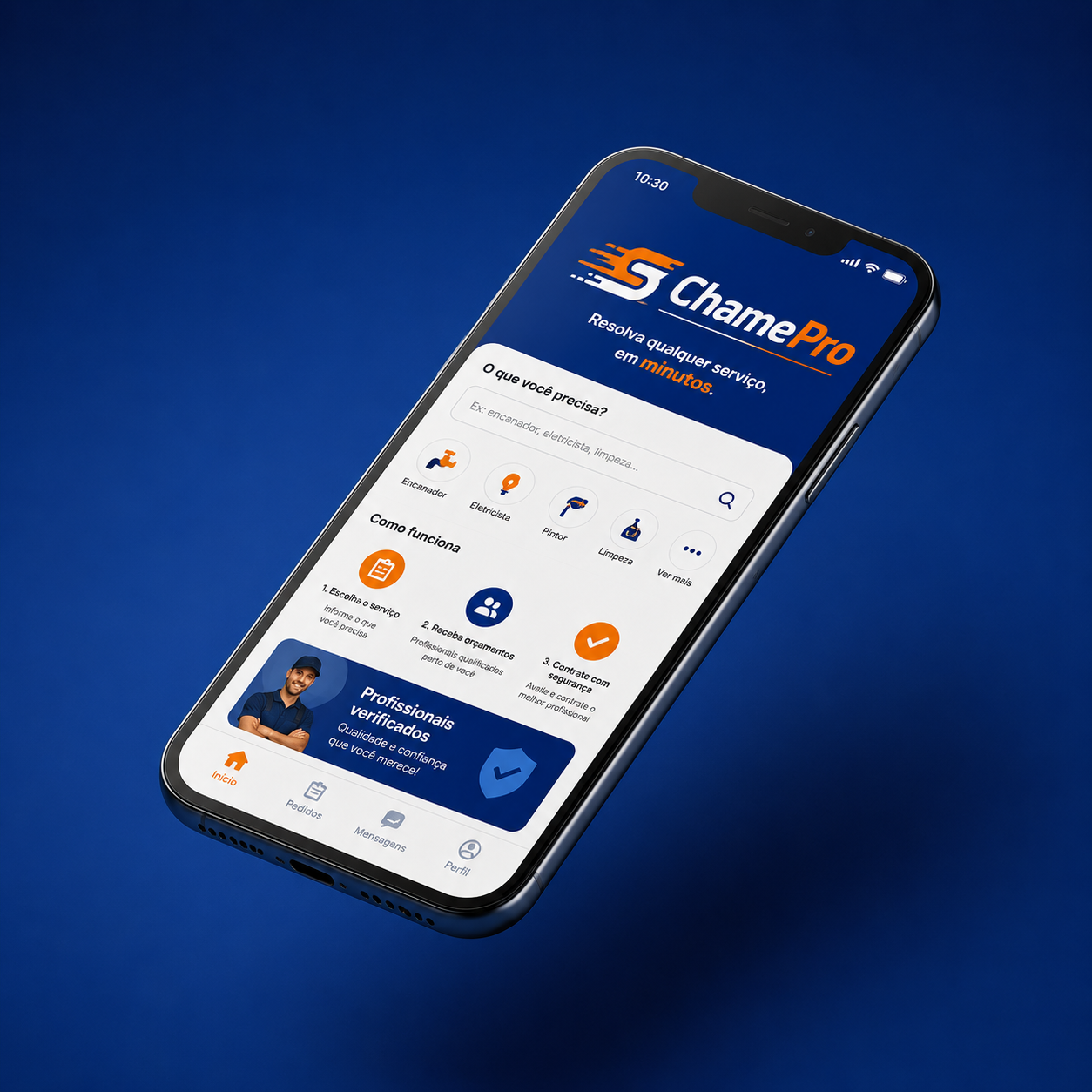 Aplicativo Chame Pro em smartphone